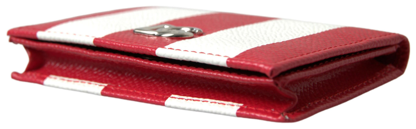 Elegance Unfolded: Red & White Leather Bifold Wallet