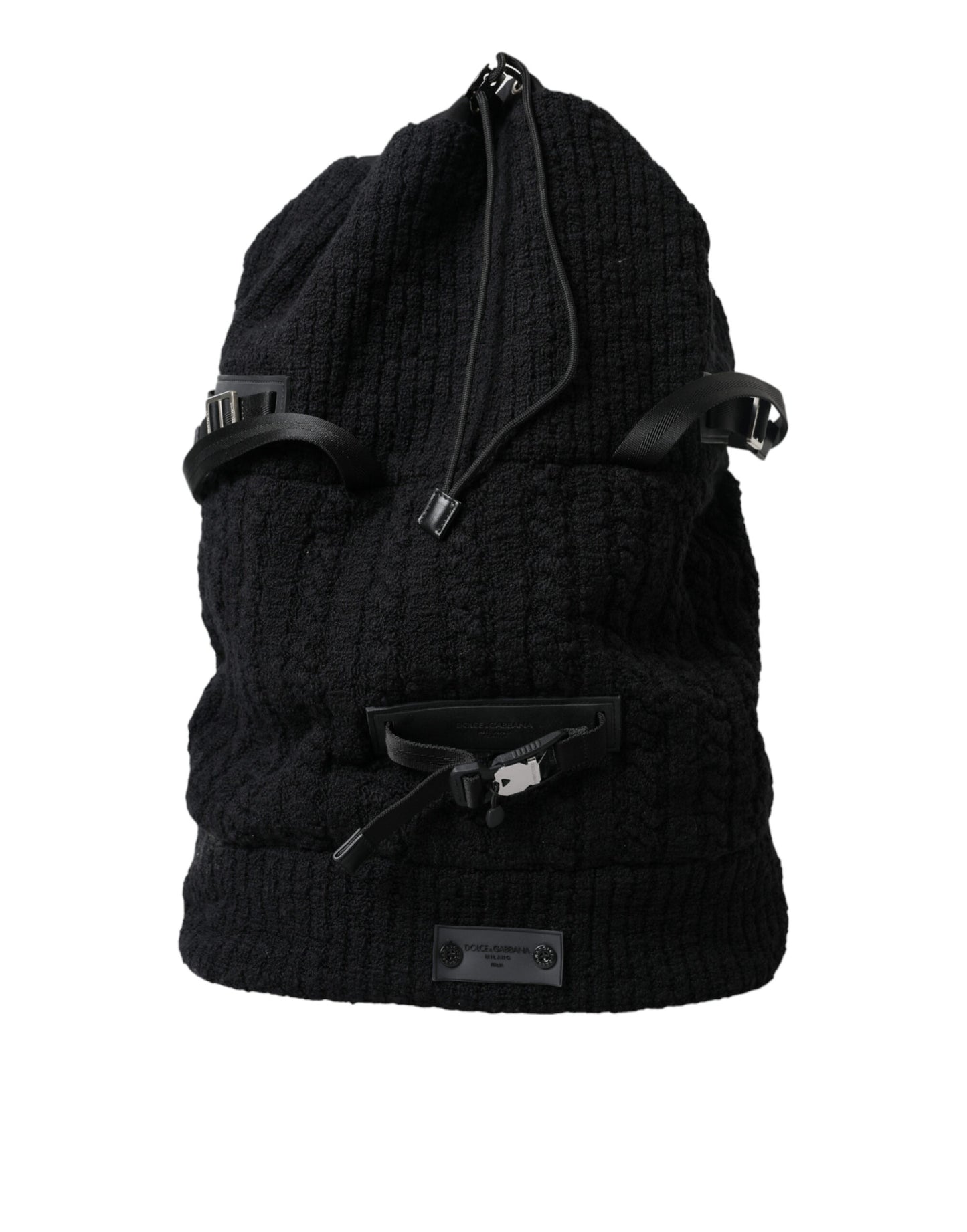 Black Silver Wool Zaino Tricot Backpack Men Bag