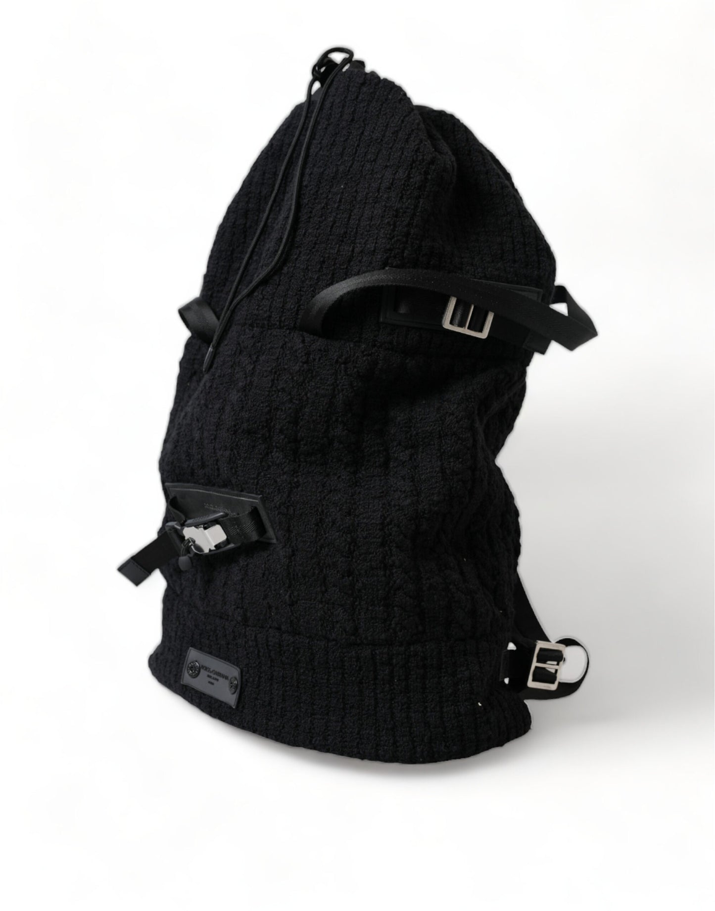 Black Silver Wool Zaino Tricot Backpack Men Bag