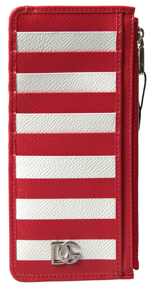 Elegant Striped Leather Card Holder