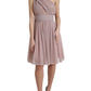 Pink One Shoulder Pleated Lame Tulle Dress