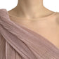 Pink One Shoulder Pleated Lame Tulle Dress