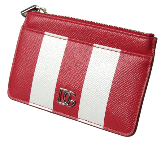 Elegant Striped Leather Card Holder