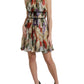 Beige Floral Sleeveless A-line Mini Dress