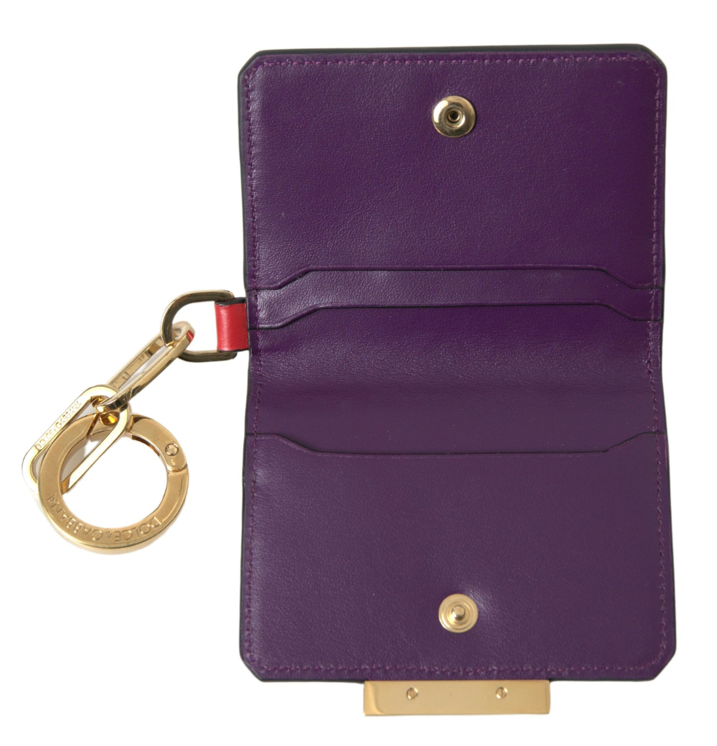 Purple Leather French Flap Wallet