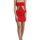 Red Cutout Nylon Sheath Sleeveless Mini Dress