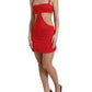 Red Cutout Nylon Sheath Sleeveless Mini Dress