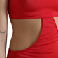 Red Cutout Nylon Sheath Sleeveless Mini Dress