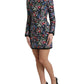 Multicolor Floral Nylon Sheath Mini Dress