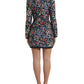 Multicolor Floral Nylon Sheath Mini Dress