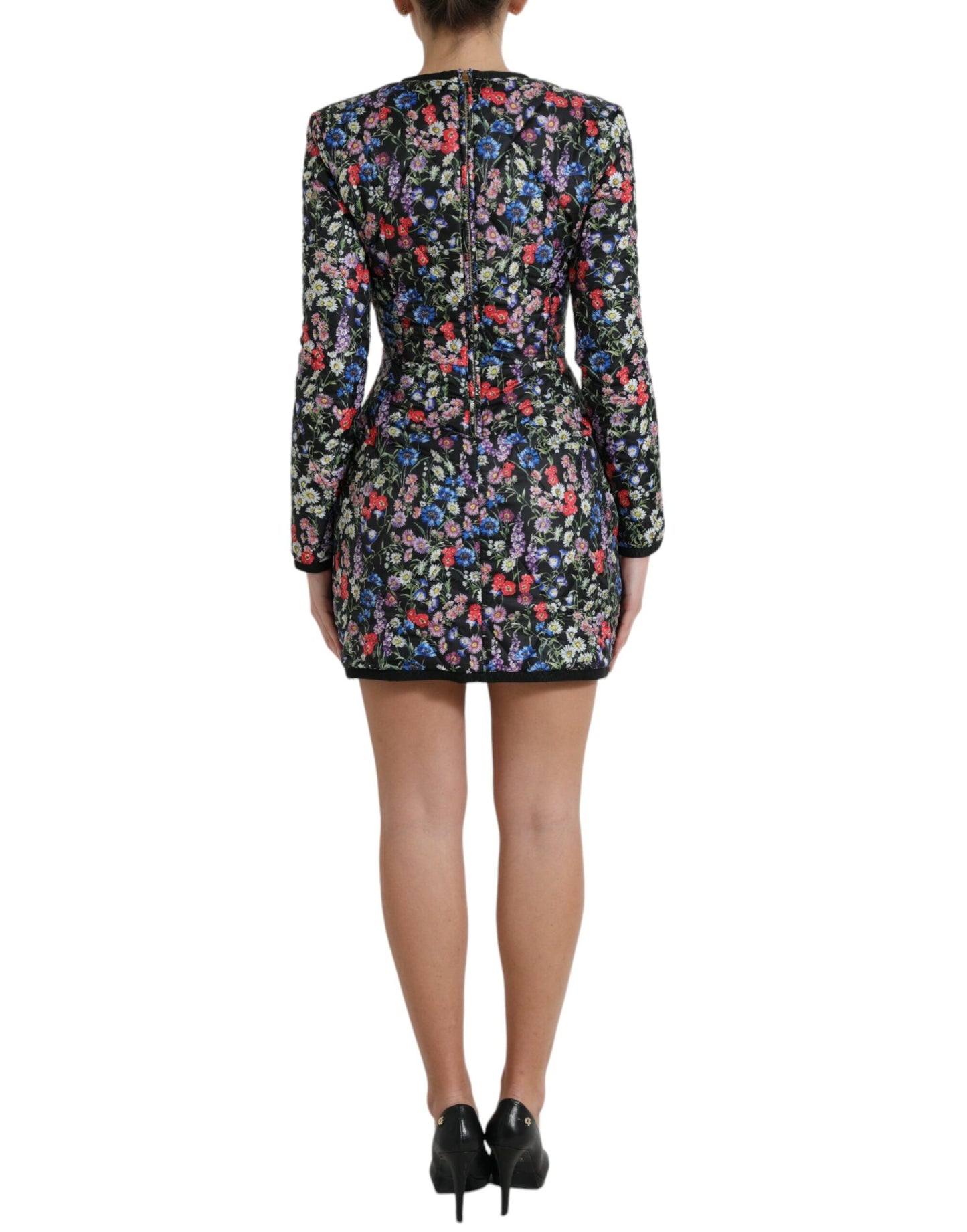 Multicolor Floral Nylon Sheath Mini Dress