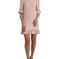 Light Pink Viscose A-line Shift Mini Dress