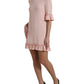 Light Pink Viscose A-line Shift Mini Dress