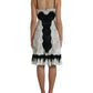 Black White Lace See Through A-Line Sleeveless Dress