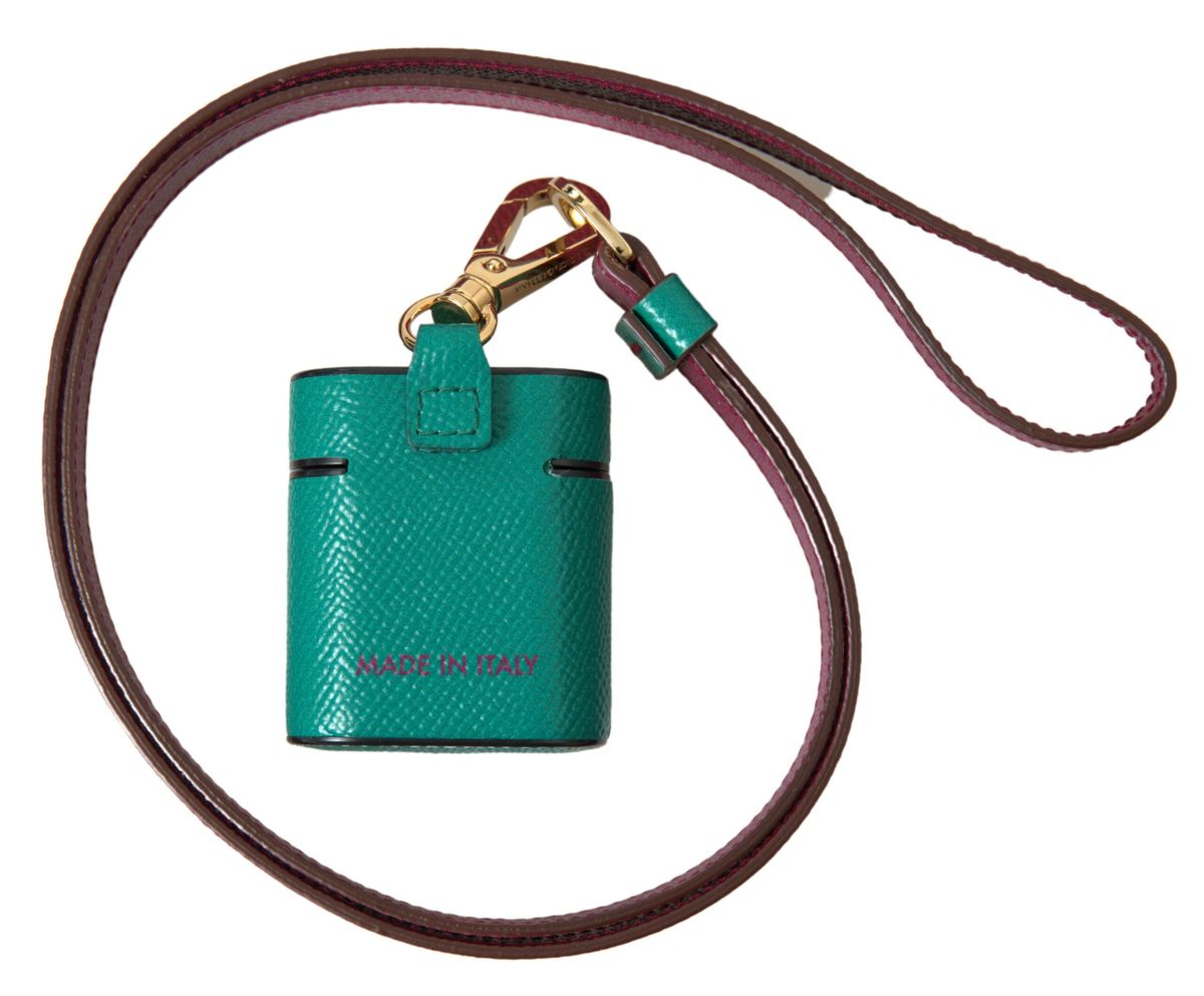 Elegant Leather Airpods Case in Green and Maroon