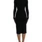 Black Long Sleeve Turtleneck Bodycon Dress