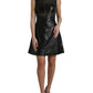 Shiny Black Nylon Cut Out A-line Mini Dress