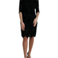 Black Floral Lace Cotton Bodycon Dress