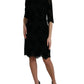 Black Floral Lace Cotton Bodycon Dress