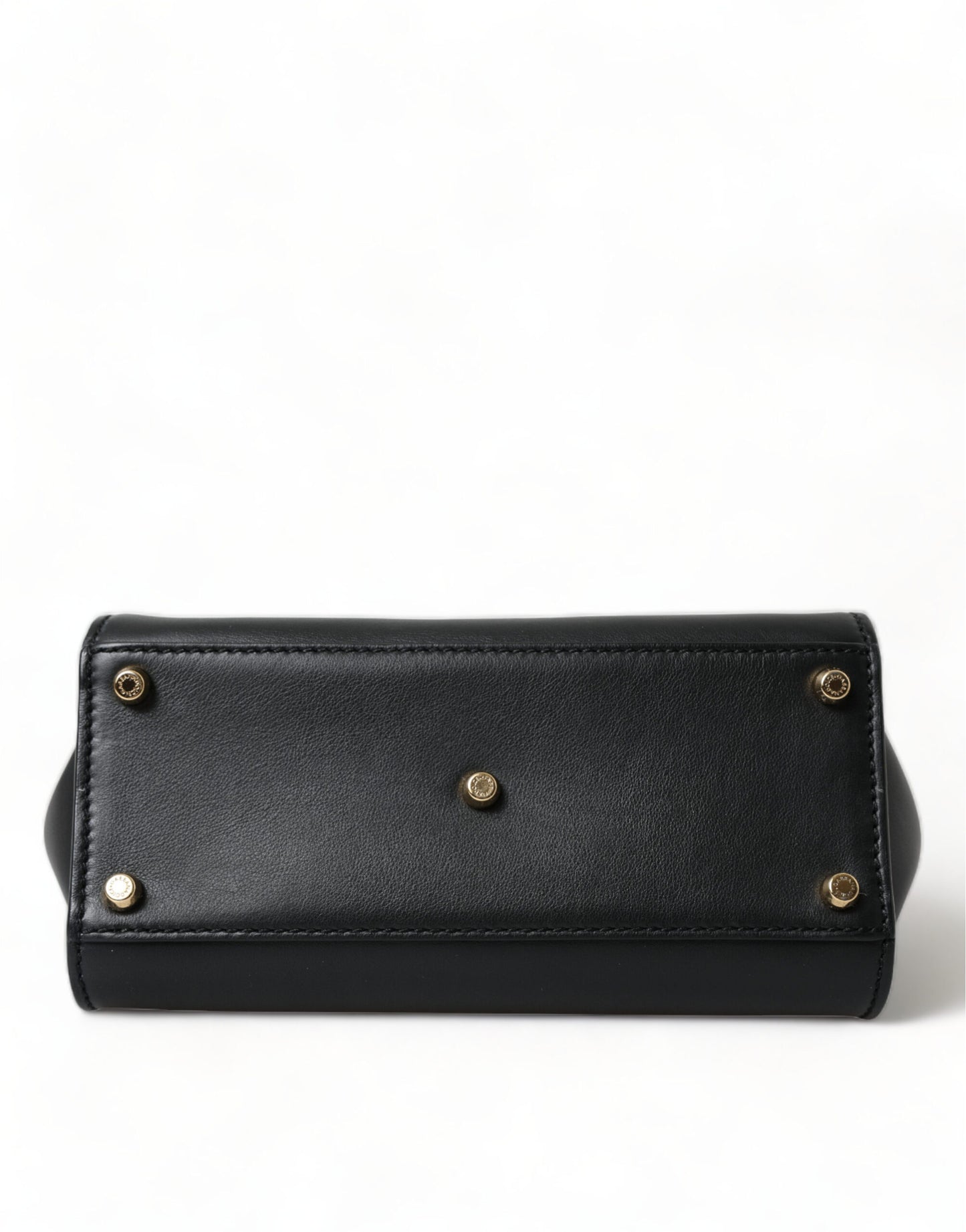 Elegant Black Leather Shoulder Bag with Gold Detailing