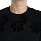 Black Floral Lace Cotton Bodycon Dress