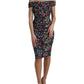 Multicolor Floral Sheath Off Shoulder Dress