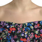 Multicolor Floral Sheath Off Shoulder Dress