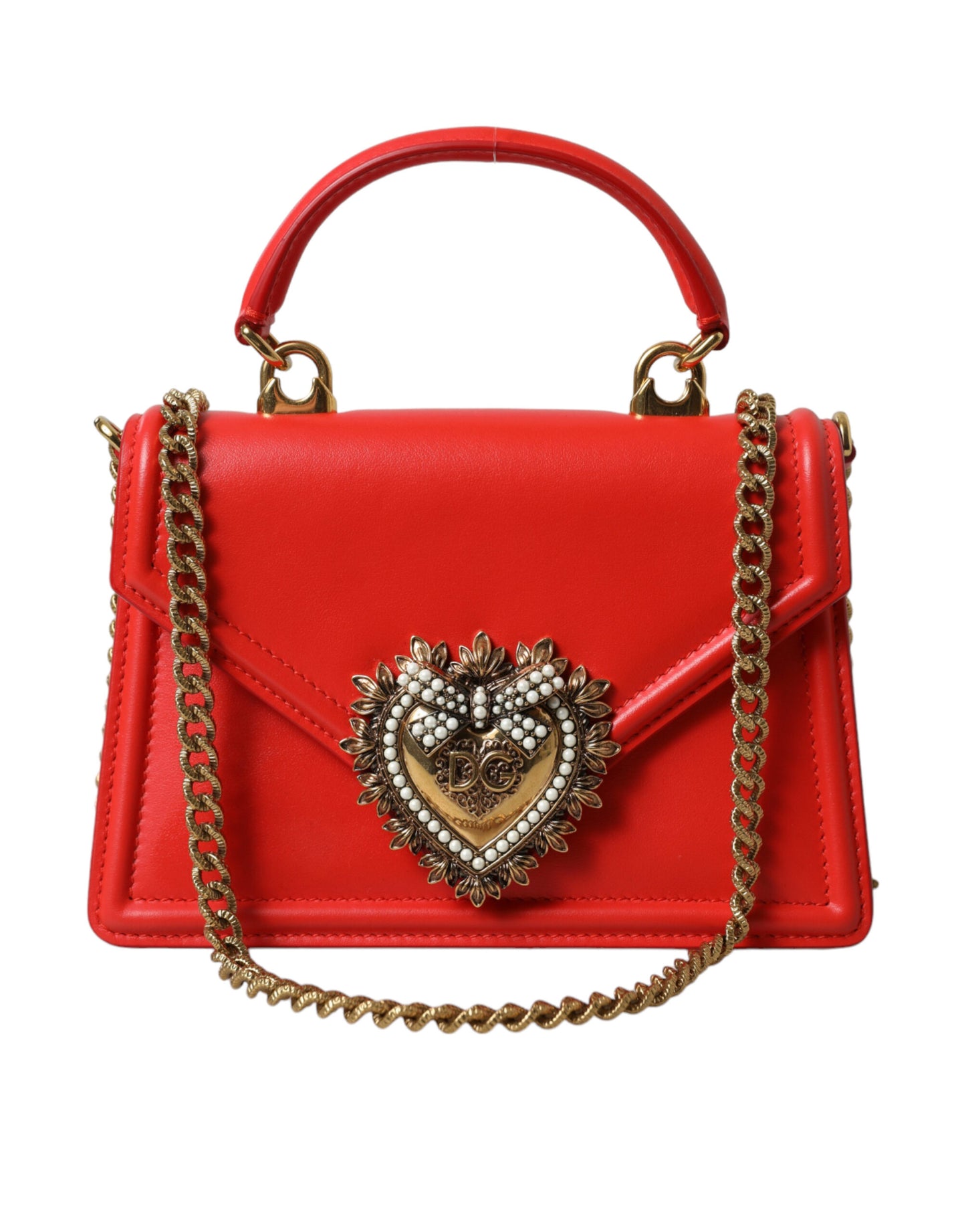 Elegant Red Leather Devotion Envelope Bag