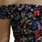 Multicolor Floral Sheath Off Shoulder Dress