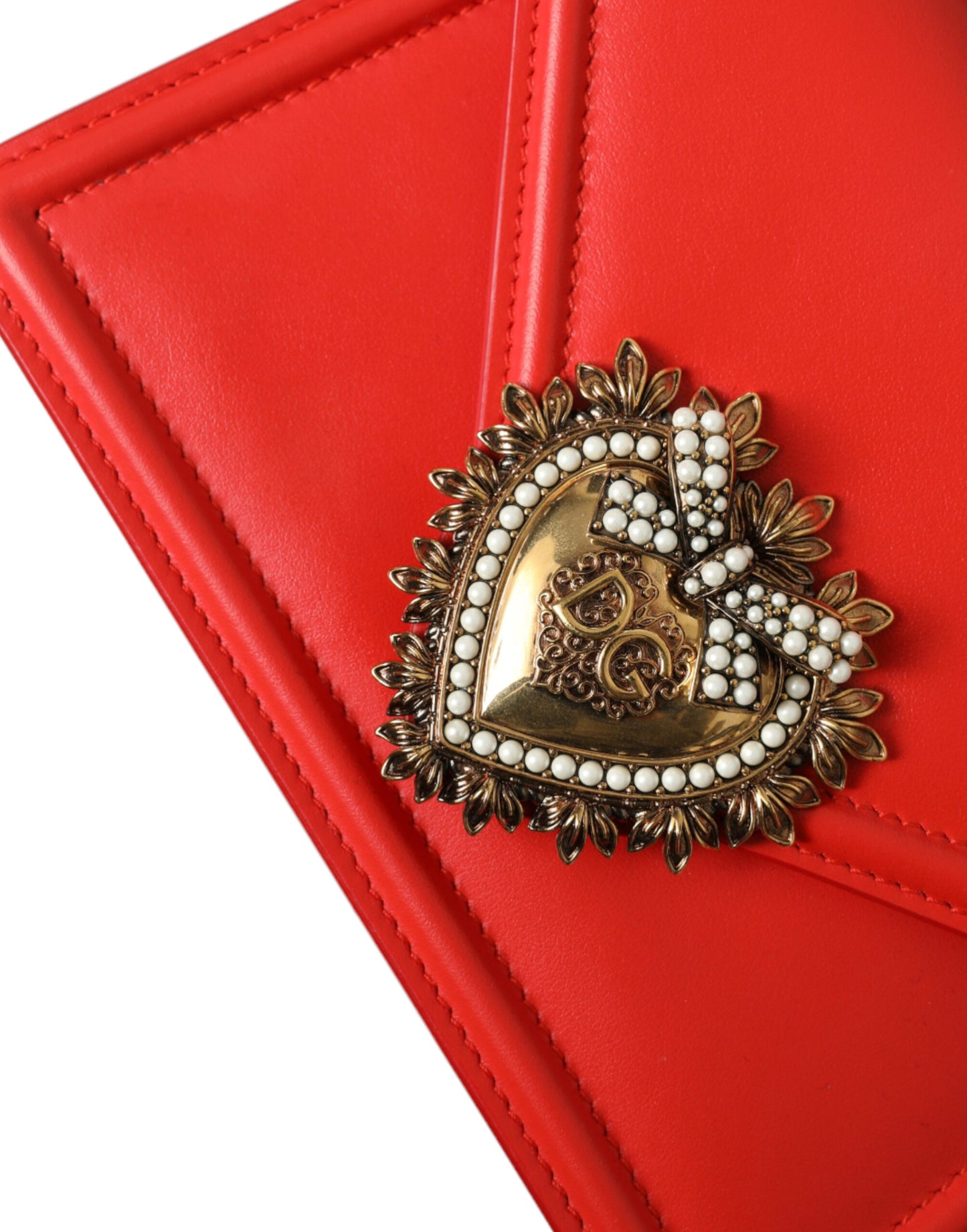 Elegant Red Leather Devotion Envelope Bag