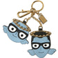 Chic Blue Leather Keychain with Gold Accents