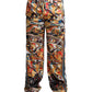 Multicolor Marble Print Satin Pants
