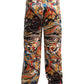 Multicolor Marble Print Satin Pants