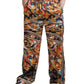 Multicolor Marble Print Satin Pants