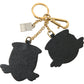 Chic Blue Leather Keychain with Gold Accents