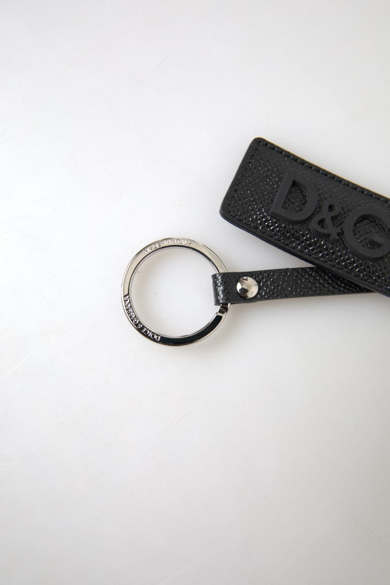 Elegant Black Leather Keyring Accessory