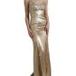 Metallic Gold Crystal Embellished Gown Dress