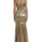 Metallic Gold Crystal Embellished Gown Dress