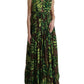 Green Banana Leaf Sleeveless Long Maxi Dress