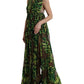 Green Banana Leaf Sleeveless Long Maxi Dress