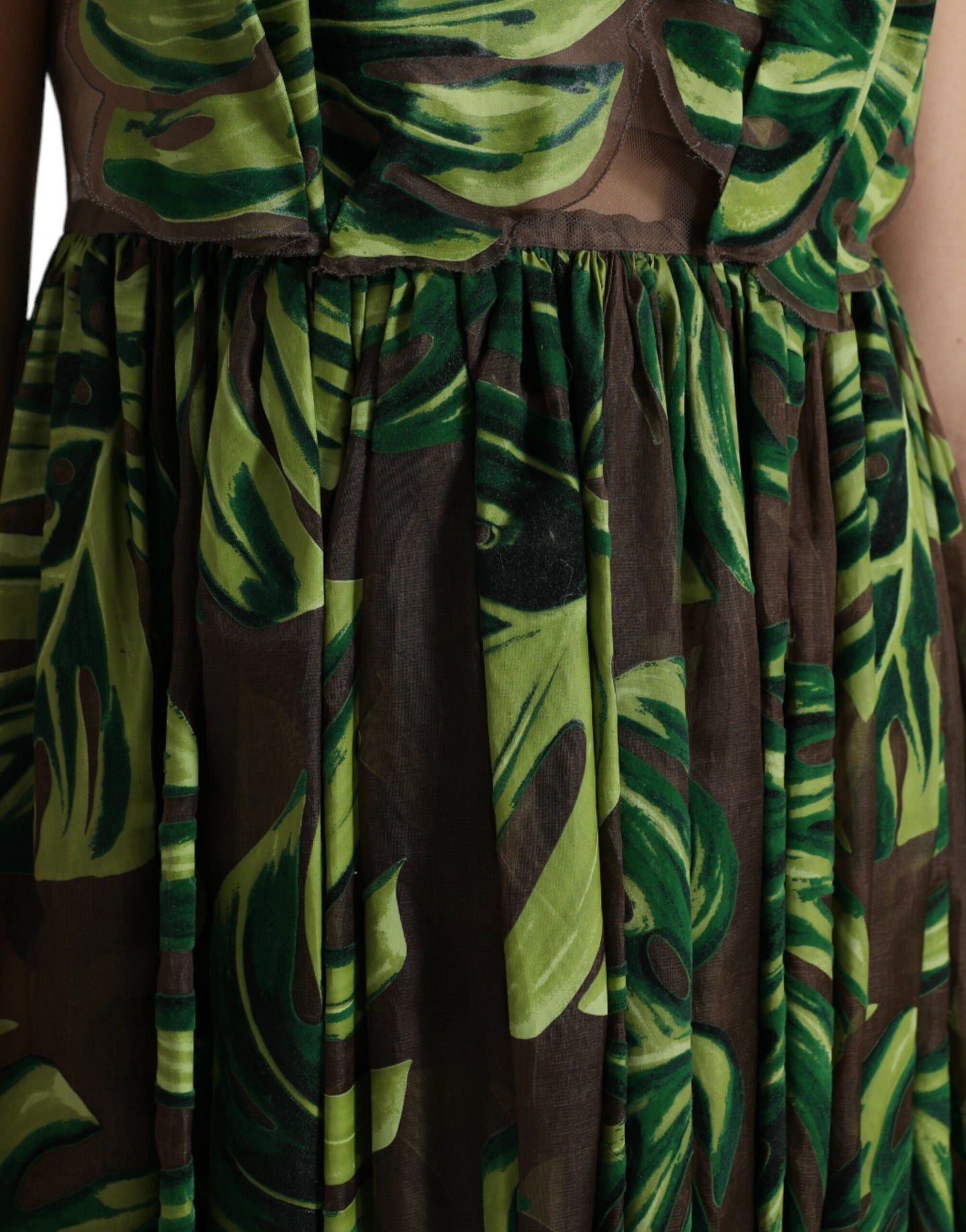 Green Banana Leaf Sleeveless Long Maxi Dress