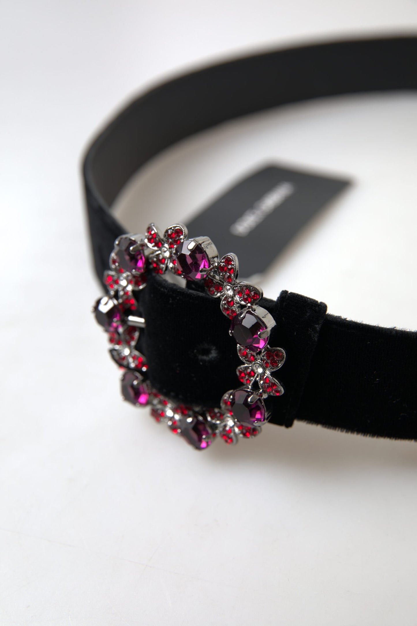 Elegant Black Crystal Embellished Leather Belt