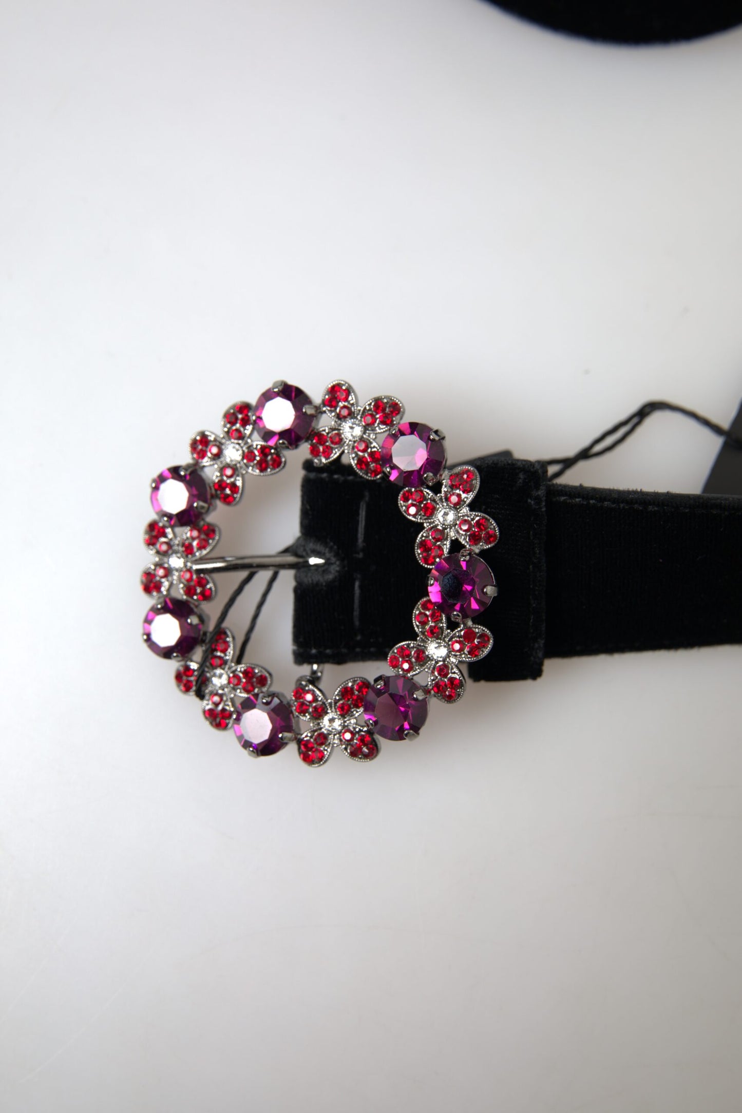 Elegant Black Crystal Embellished Leather Belt