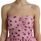 Pink Polka Dots A-line Strapless Gown Dress