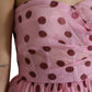 Pink Polka Dots A-line Strapless Gown Dress