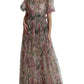 Multicolor Floral Print A-line Gown Dress