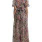Multicolor Floral Print A-line Gown Dress