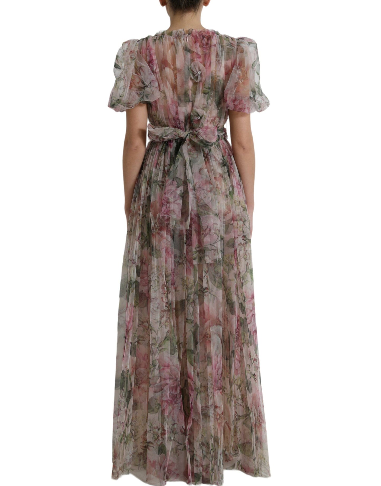 Multicolor Floral Print A-line Gown Dress