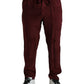 Maroon Crown Pattern Silk Pajama Pants