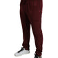 Maroon Crown Pattern Silk Pajama Pants